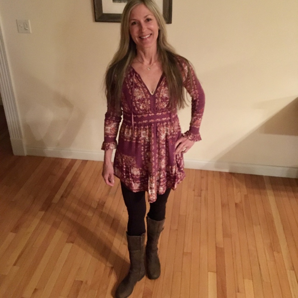 Beautiful Free People boho babydoll hi-lo dress